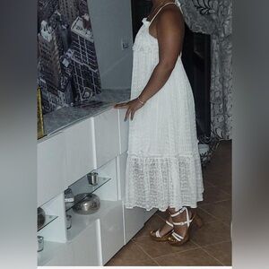 MAJORELLE Midi Dress in White Lurex, small